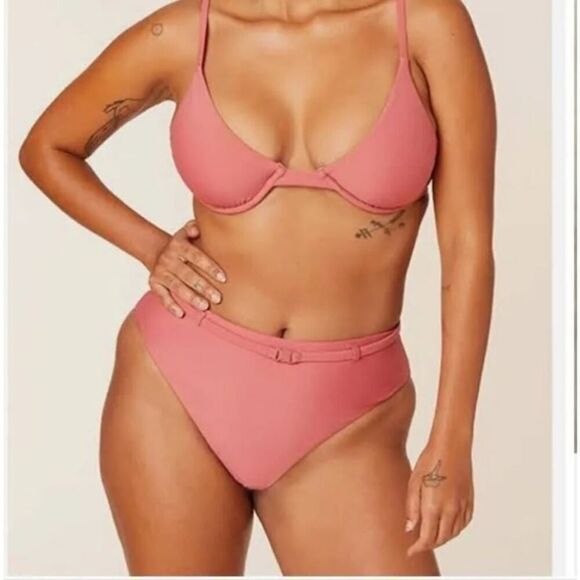 NWT Andie Punch Pink The Riviera High Waisted‎ Bottom Size Small - Picture 1 of 6